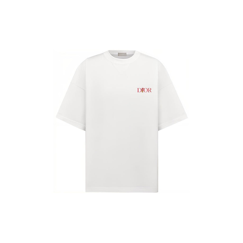 Kaos Pendek DIOR dengan Motif Gambar/Cetak, Cocok untuk Pria dan Wanita  -D-21