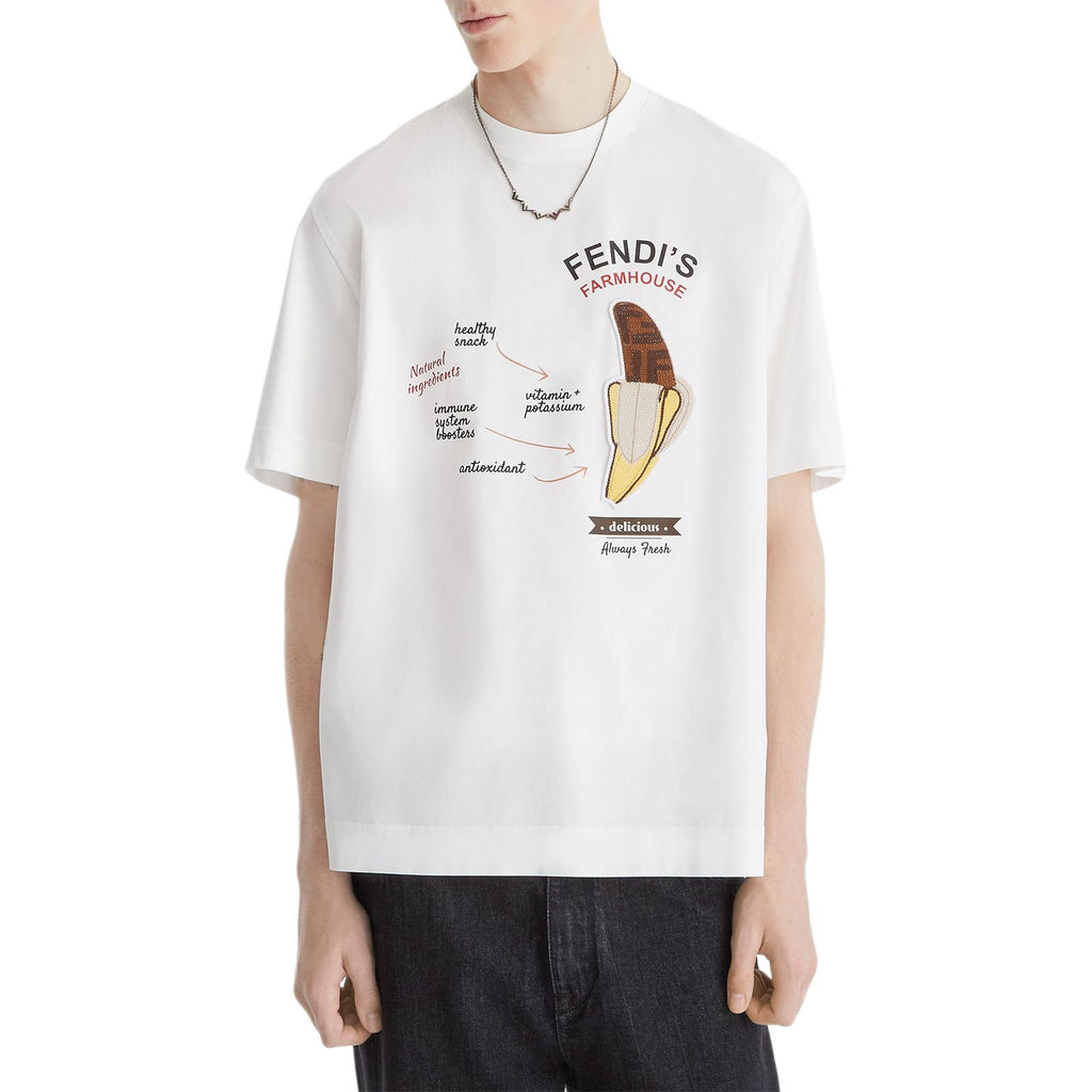 Kaos Pendek FENDI dengan Motif Gambar/Cetak, Cocok untuk Pria dan WanitaF-23